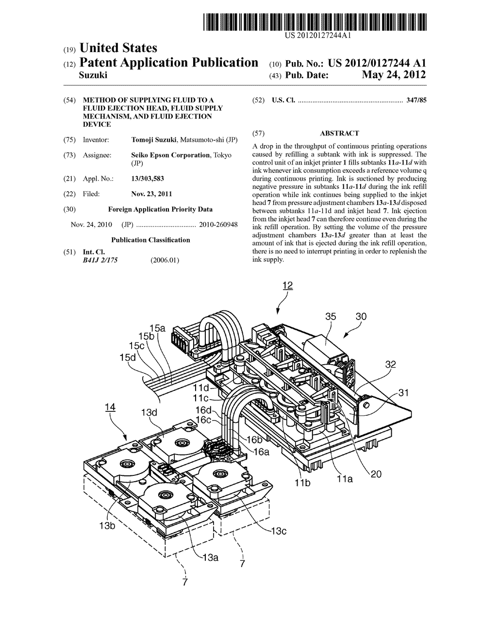 METHOD OF SUPPLYING FLUID TO A FLUID EJECTION HEAD, FLUID SUPPLY     MECHANISM, AND FLUID EJECTION DEVICE - diagram, schematic, and image 01