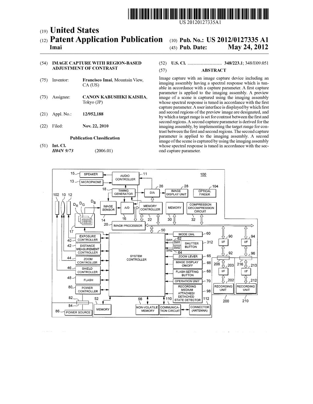 IMAGE CAPTURE WITH REGION-BASED ADJUSTMENT OF CONTRAST - diagram, schematic, and image 01