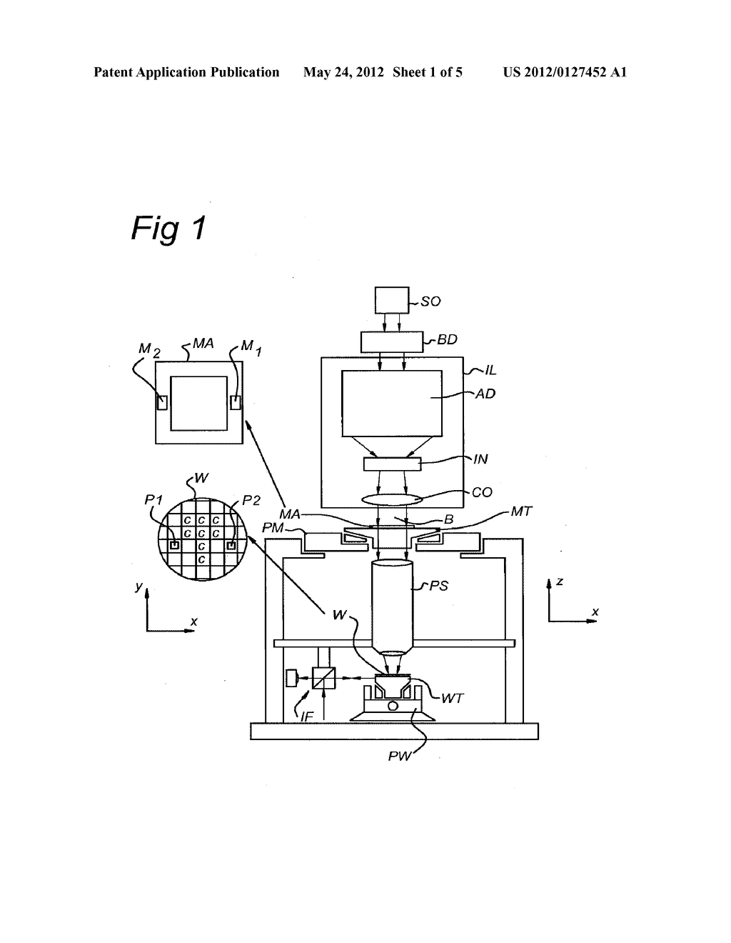 METHOD FOR COARSE WAFER ALIGNMENT IN A LITHOGRAPHIC APPARATUS - diagram, schematic, and image 02