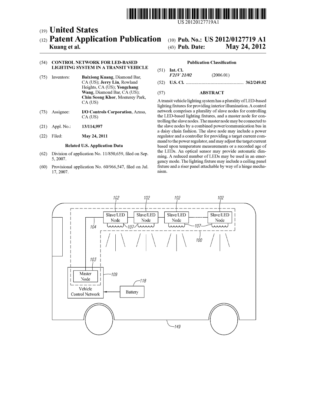 CONTROL NETWORK FOR LED-BASED LIGHTING SYSTEM IN A TRANSIT VEHICLE - diagram, schematic, and image 01