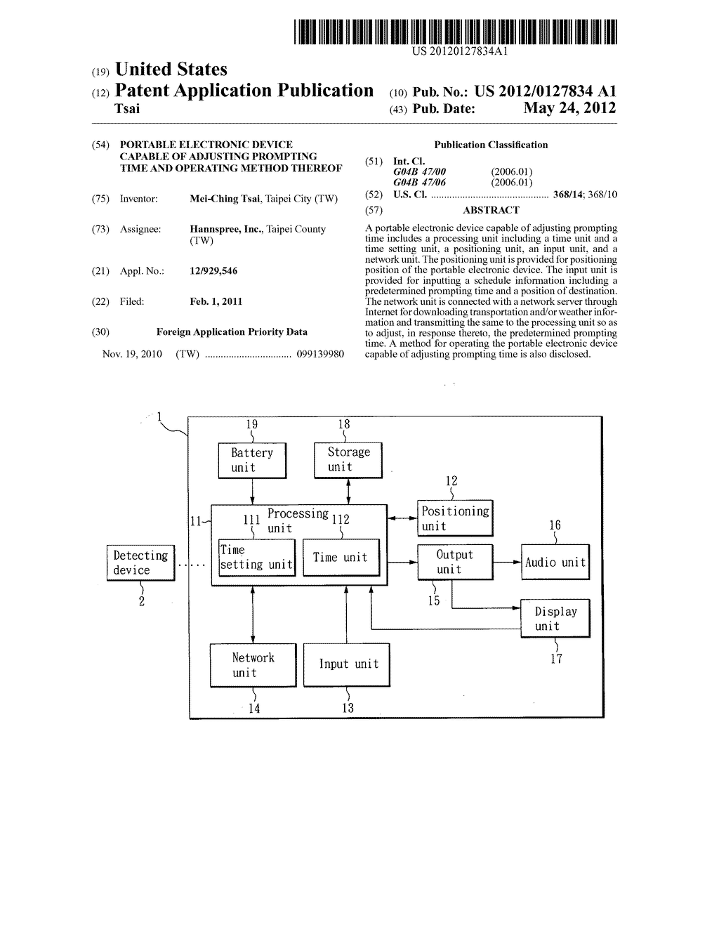 Portable electronic device capable of adjusting prompting time and     operating method thereof - diagram, schematic, and image 01