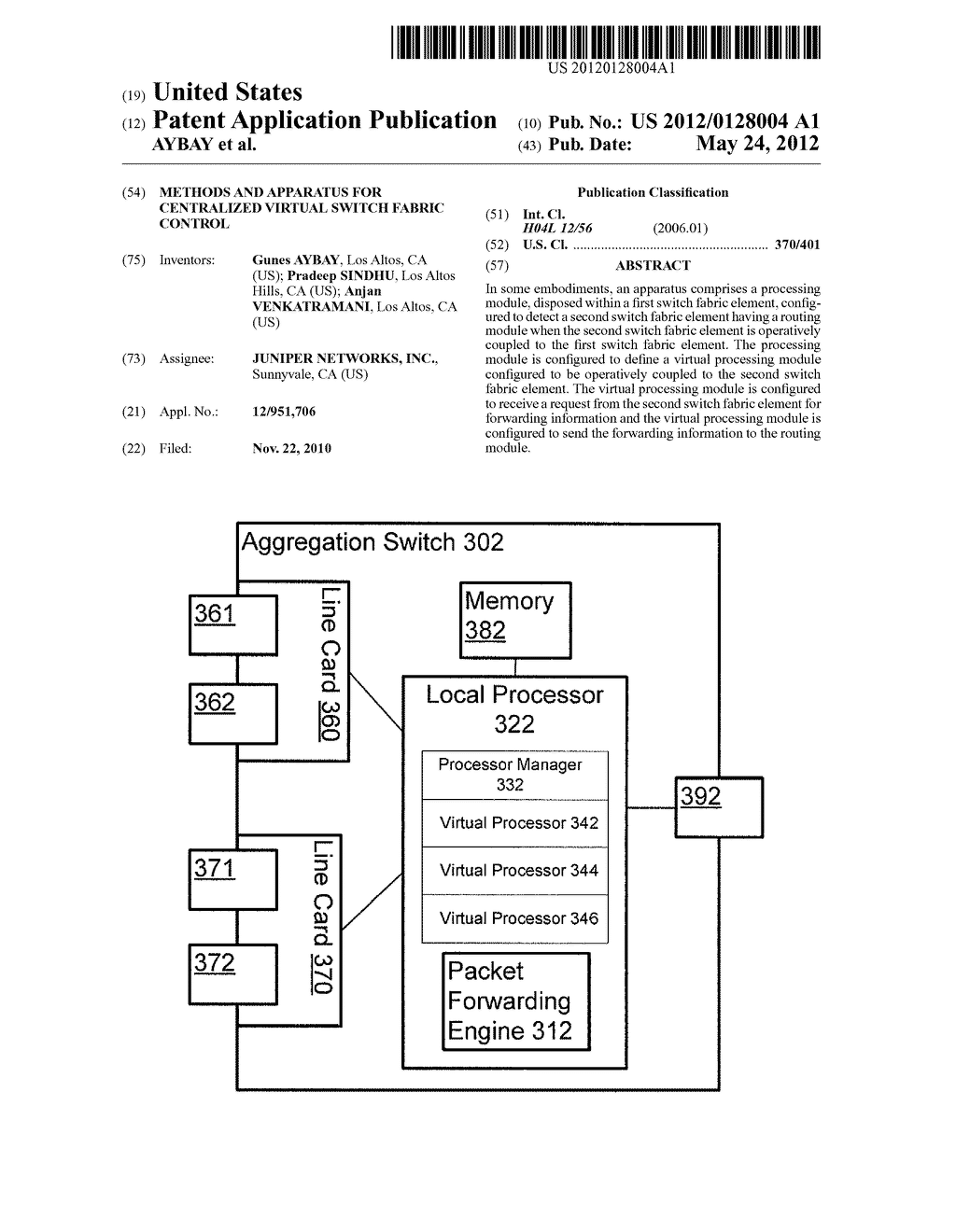 METHODS AND APPARATUS FOR CENTRALIZED VIRTUAL SWITCH FABRIC CONTROL - diagram, schematic, and image 01