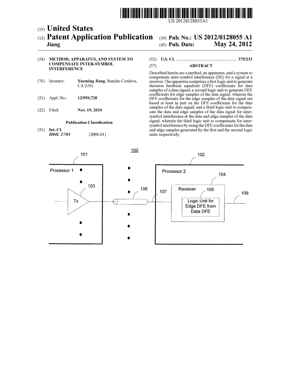 METHOD, APPARATUS, AND SYSTEM TO COMPENSATE INTER-SYMBOL INTERFERENCE - diagram, schematic, and image 01