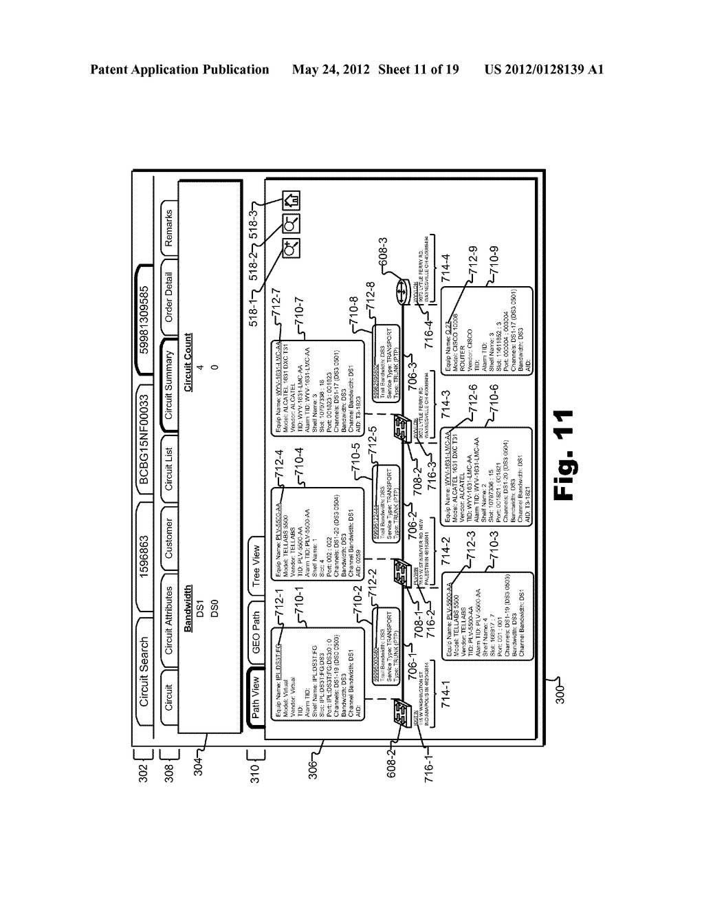 Methods and Systems for Aggregating and Graphically Representing     Information Associated with a Telecommunications Circuit - diagram, schematic, and image 12