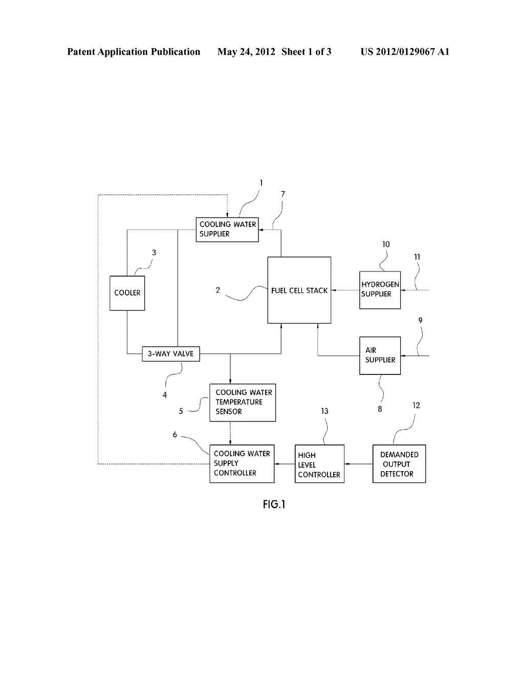 COOLING WATER SUPPLY SYSTEM AND COOLING WATER SUPPLY METHOD FOR FUEL CELL     SYSTEM - diagram, schematic, and image 02