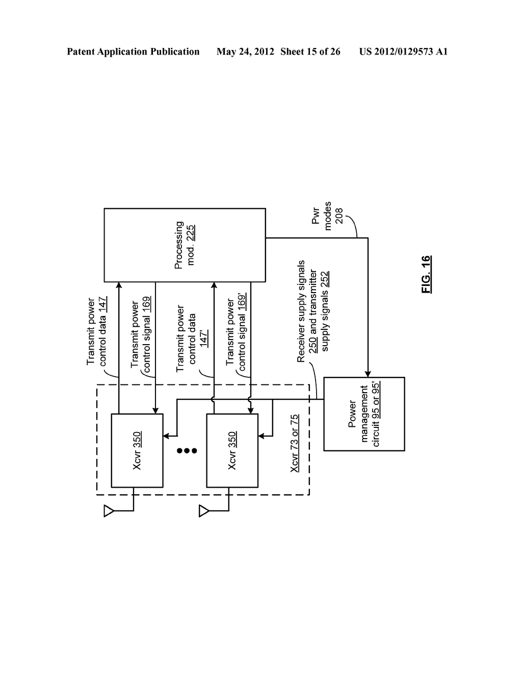 POWER CONSUMPTION MANAGEMENT IN A MIMO TRANSCEIVER AND METHOD FOR USE     THEREWITH - diagram, schematic, and image 16