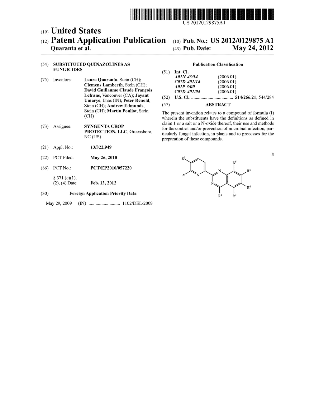 SUBSTITUTED QUINAZOLINES AS FUNGICIDES - diagram, schematic, and image 01