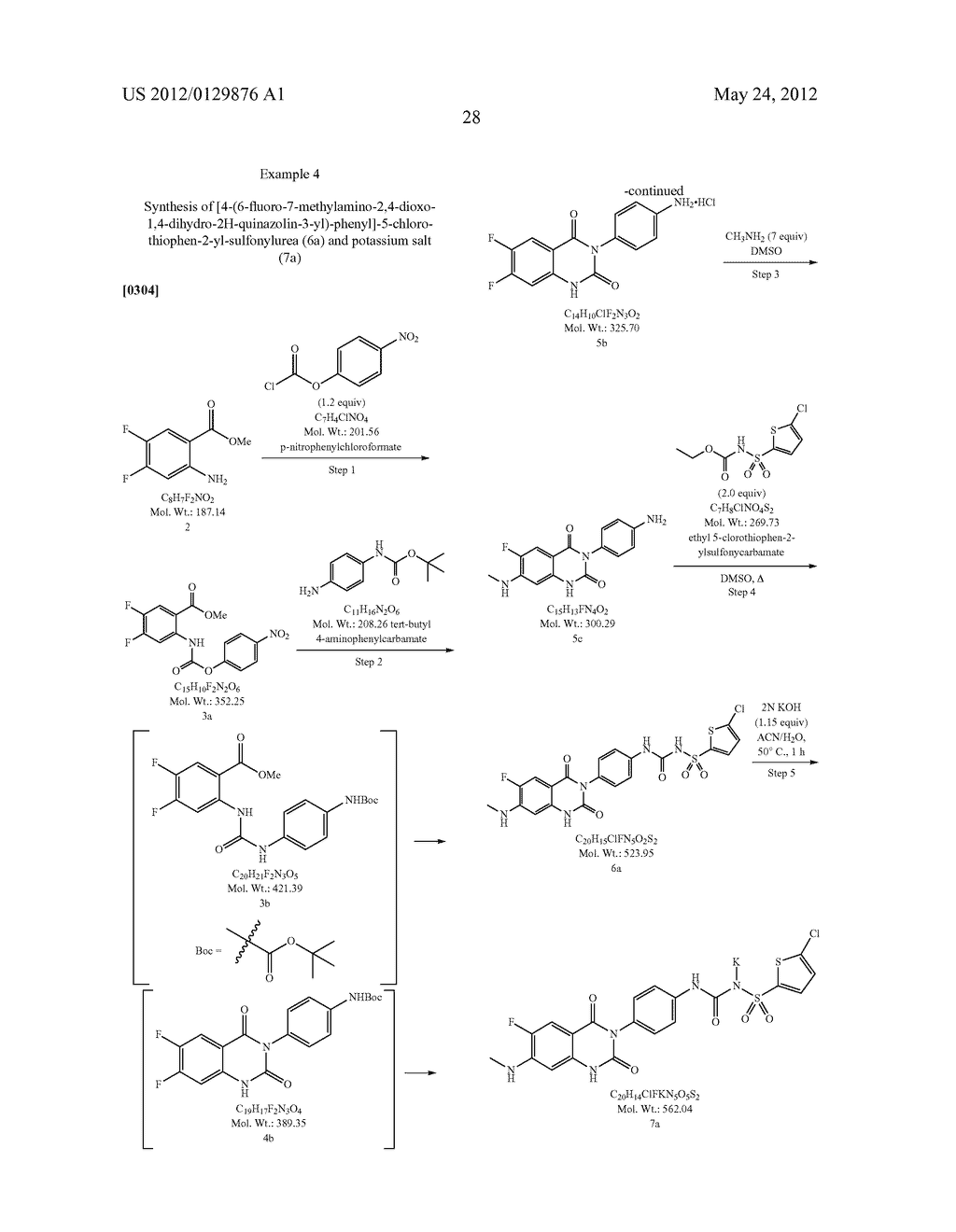 [4-(6-FLUORO-7-METHYLAMINO-2,4-DIOXO-1,4-DIHYDRO-2H-QUINAZOLIN-3-YL)-PHENY-    L]-5-CHLORO-THIOPHEN-2-YL-SULFONYLUREA SALTS, FORMS AND METHODS RELATED     THERETO - diagram, schematic, and image 112