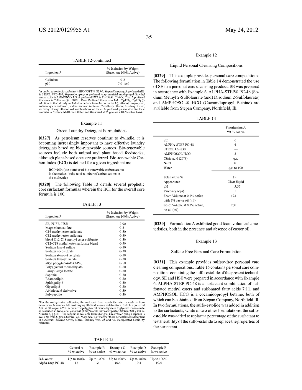 Compositions Comprising Sulfonated Estolides And Alkyl Ester Sulfonates,     Methods Of Making Them, And Compositions And Processes Employing Them - diagram, schematic, and image 36