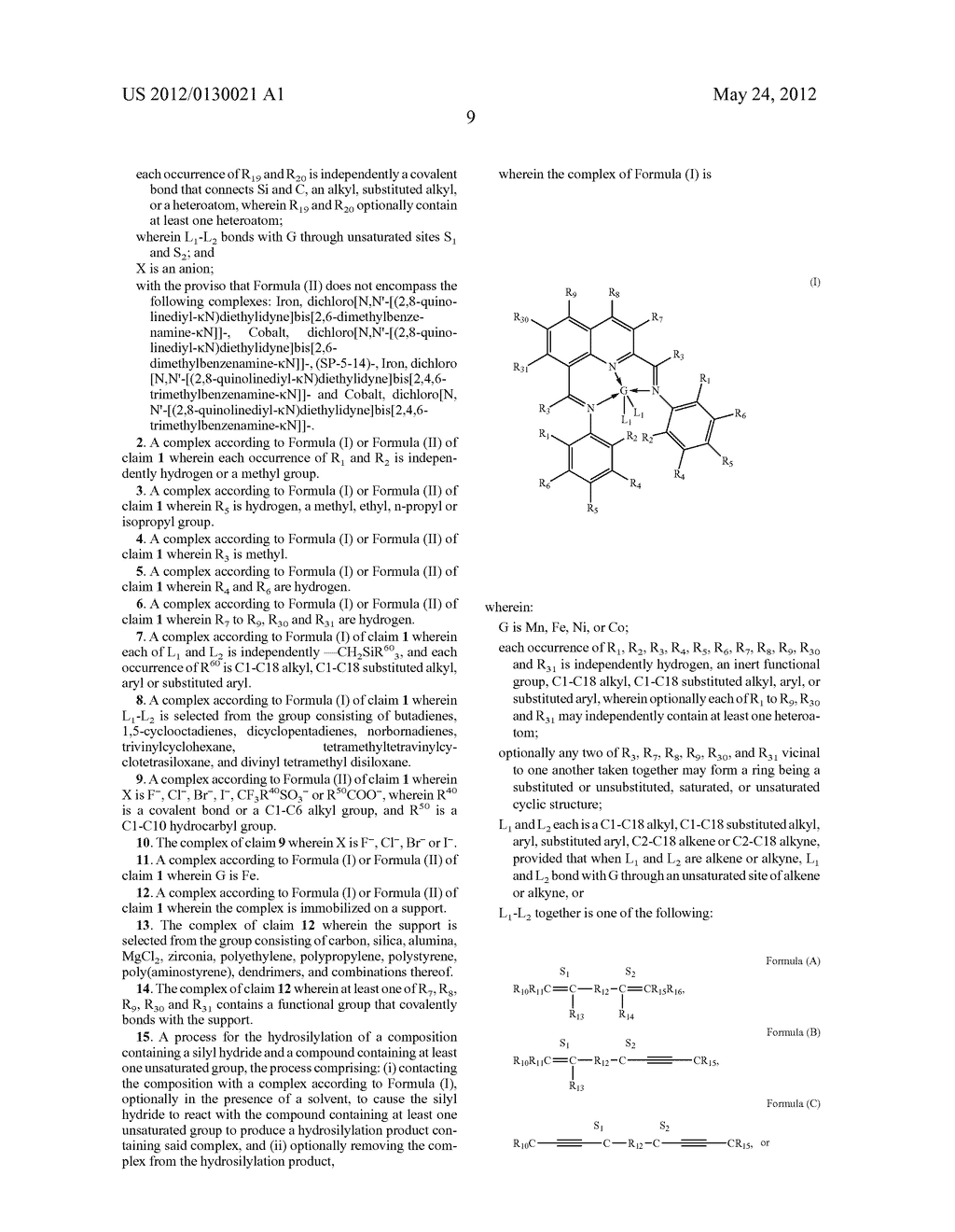 NON-PRECIOUS METAL-CONTAINING 2,8-BIS(IMINO)QUINOLINE COMPLEXES AND THEIR     USE AS HYDROSILYLATION CATALYSTS - diagram, schematic, and image 10