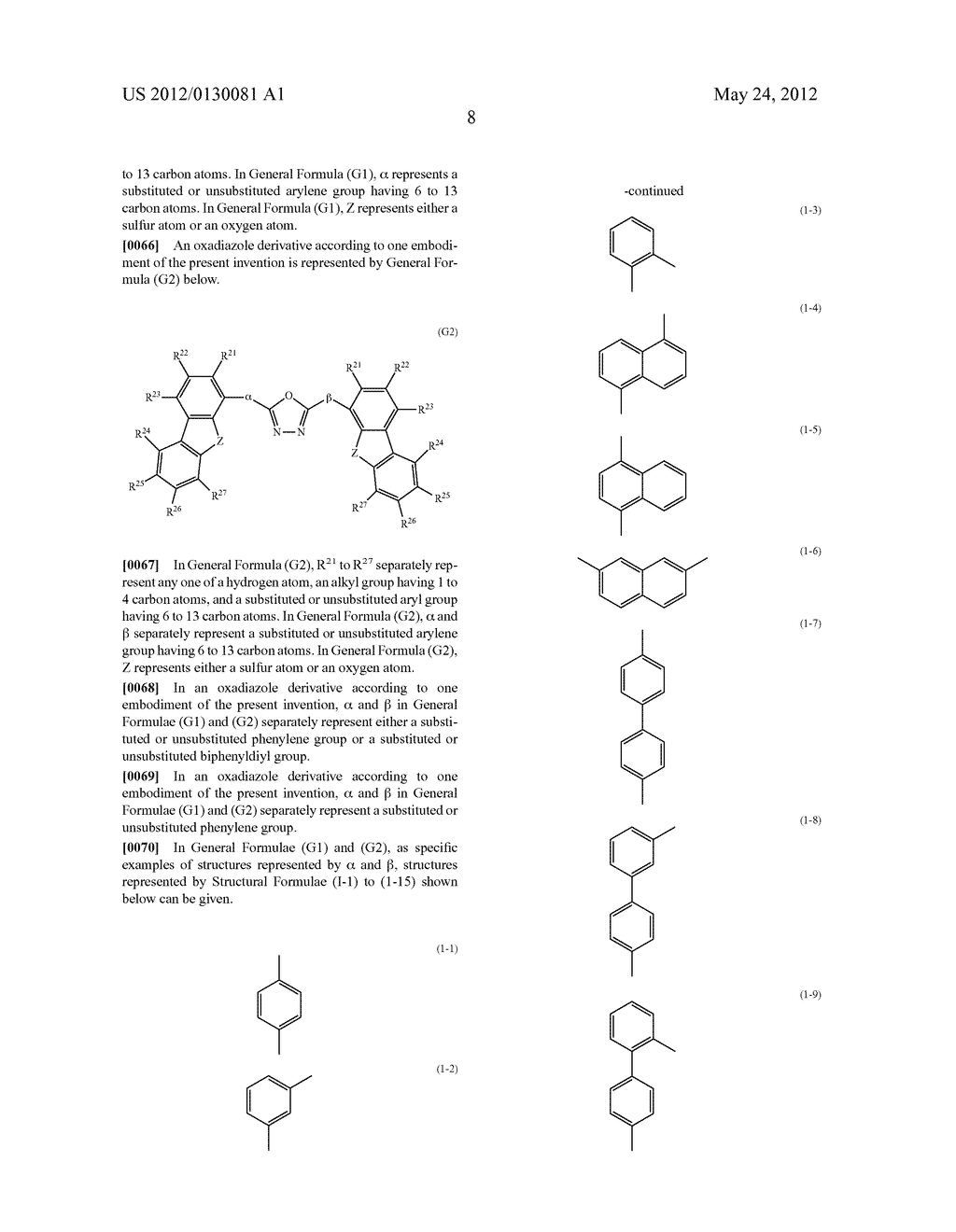 Oxadiazole Derivative, and Light-Emitting Element, Light-Emitting Device,     Electronic Device, and Lighting Device Using the Oxadiazole Derivative - diagram, schematic, and image 32