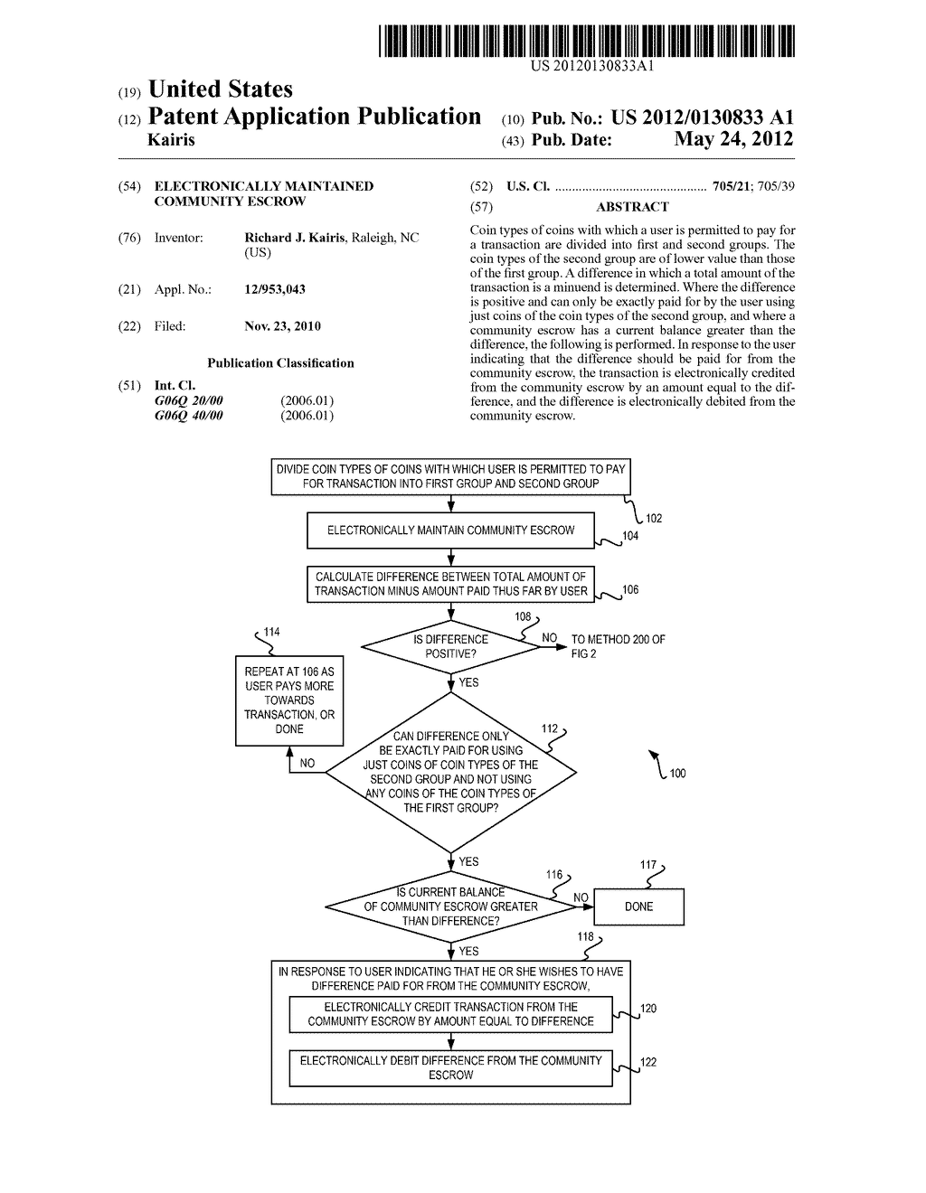 Electronically maintained community escrow - diagram, schematic, and image 01