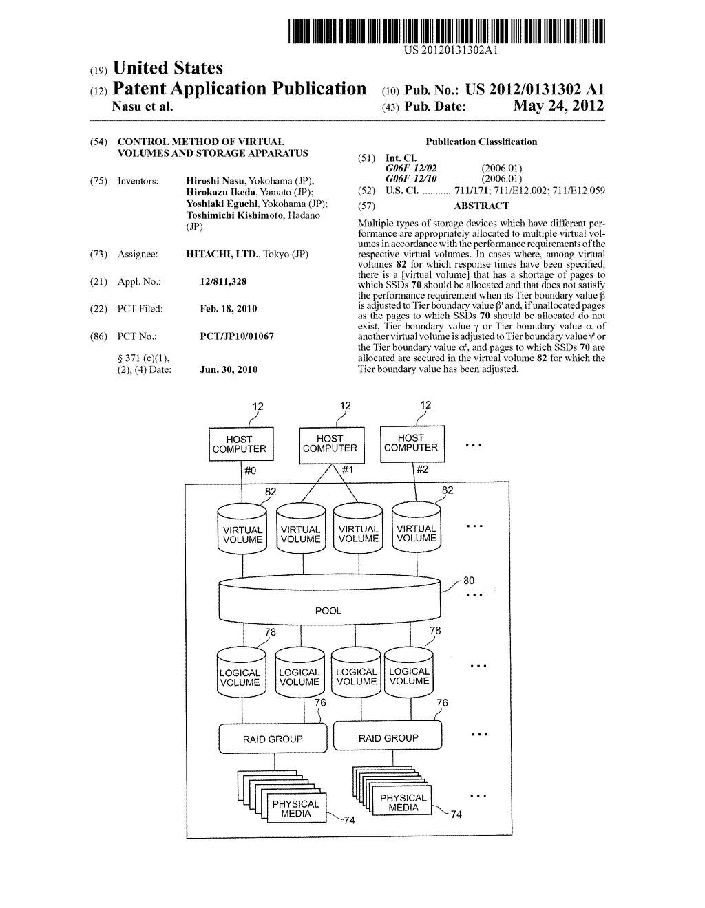 CONTROL METHOD OF VIRTUAL VOLUMES AND STORAGE APPARATUS - diagram, schematic, and image 01