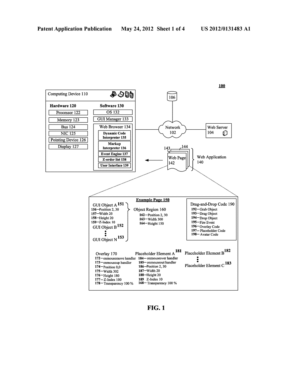 DRAG-AND-DROP ACTIONS FOR WEB APPLICATIONS USING AN OVERLAY AND A SET OF     PLACEHOLDER ELEMENTS - diagram, schematic, and image 02