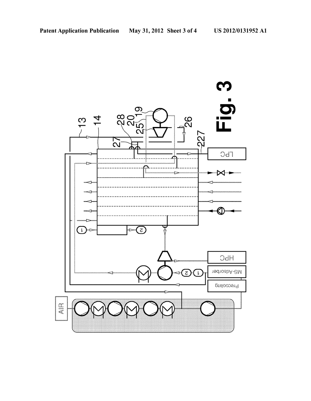 METHOD FOR RECOVERING A GASEOUS PRESSURE PRODUCT BY LOW-TEMPERATURE     SEPARATION OF AIR - diagram, schematic, and image 04