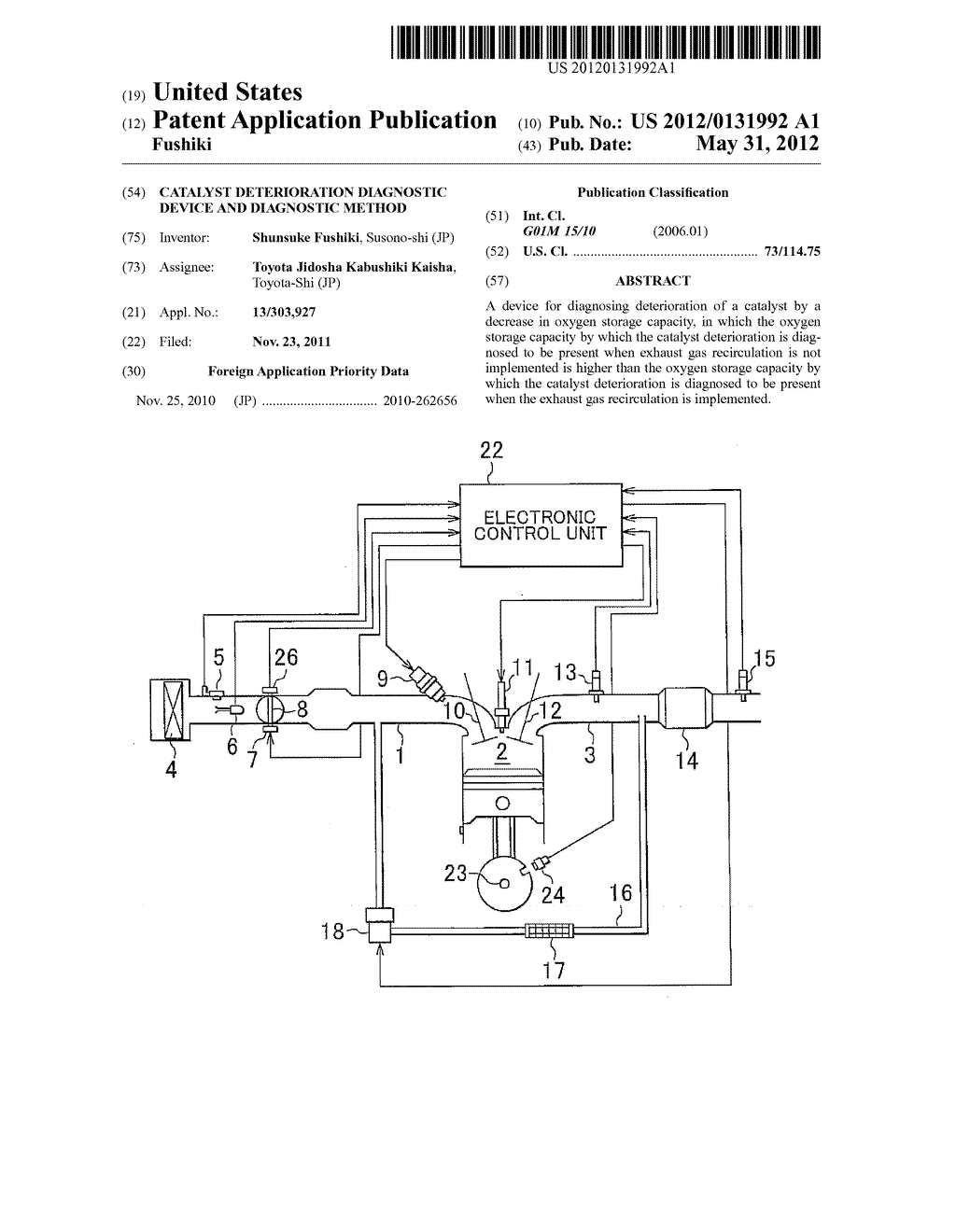 CATALYST DETERIORATION DIAGNOSTIC DEVICE AND DIAGNOSTIC METHOD - diagram, schematic, and image 01