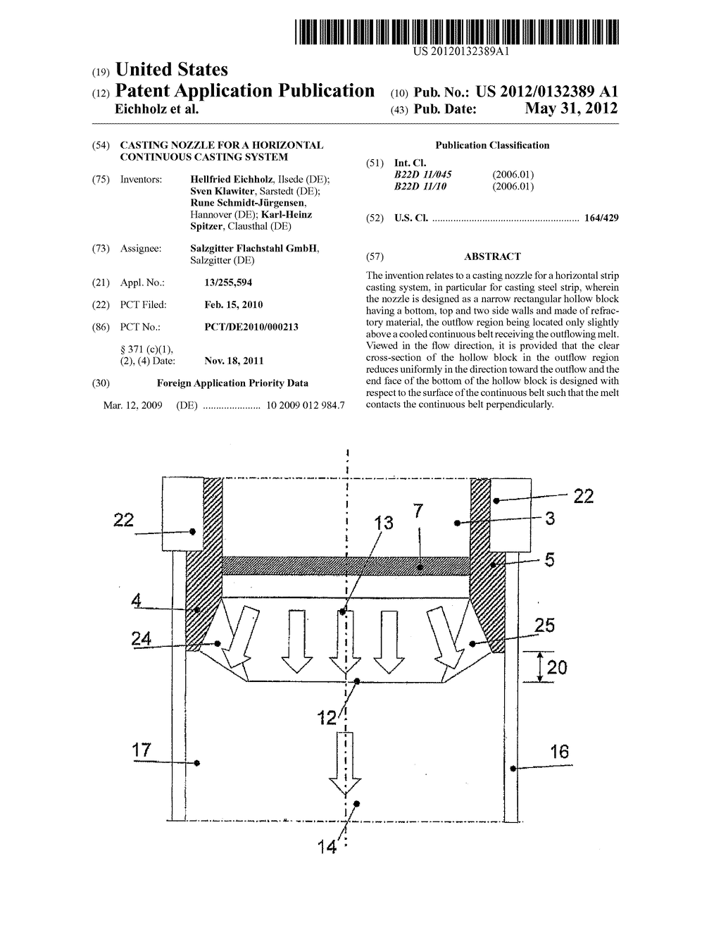 CASTING NOZZLE FOR A HORIZONTAL CONTINUOUS CASTING SYSTEM - diagram, schematic, and image 01