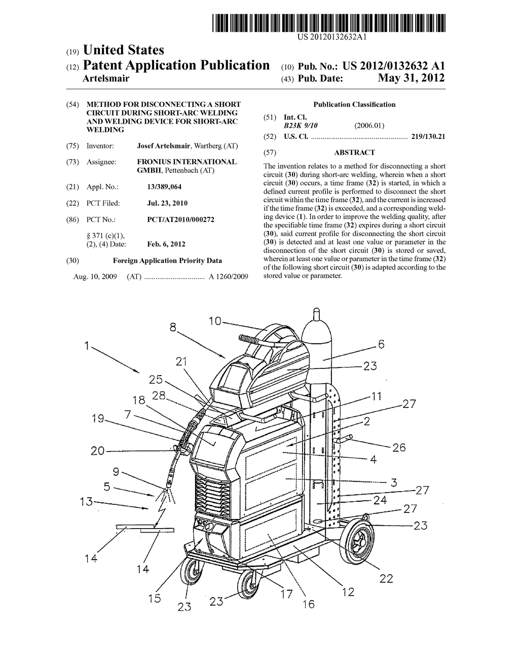 METHOD FOR DISCONNECTING A SHORT CIRCUIT DURING SHORT-ARC WELDING AND     WELDING DEVICE FOR SHORT-ARC WELDING - diagram, schematic, and image 01