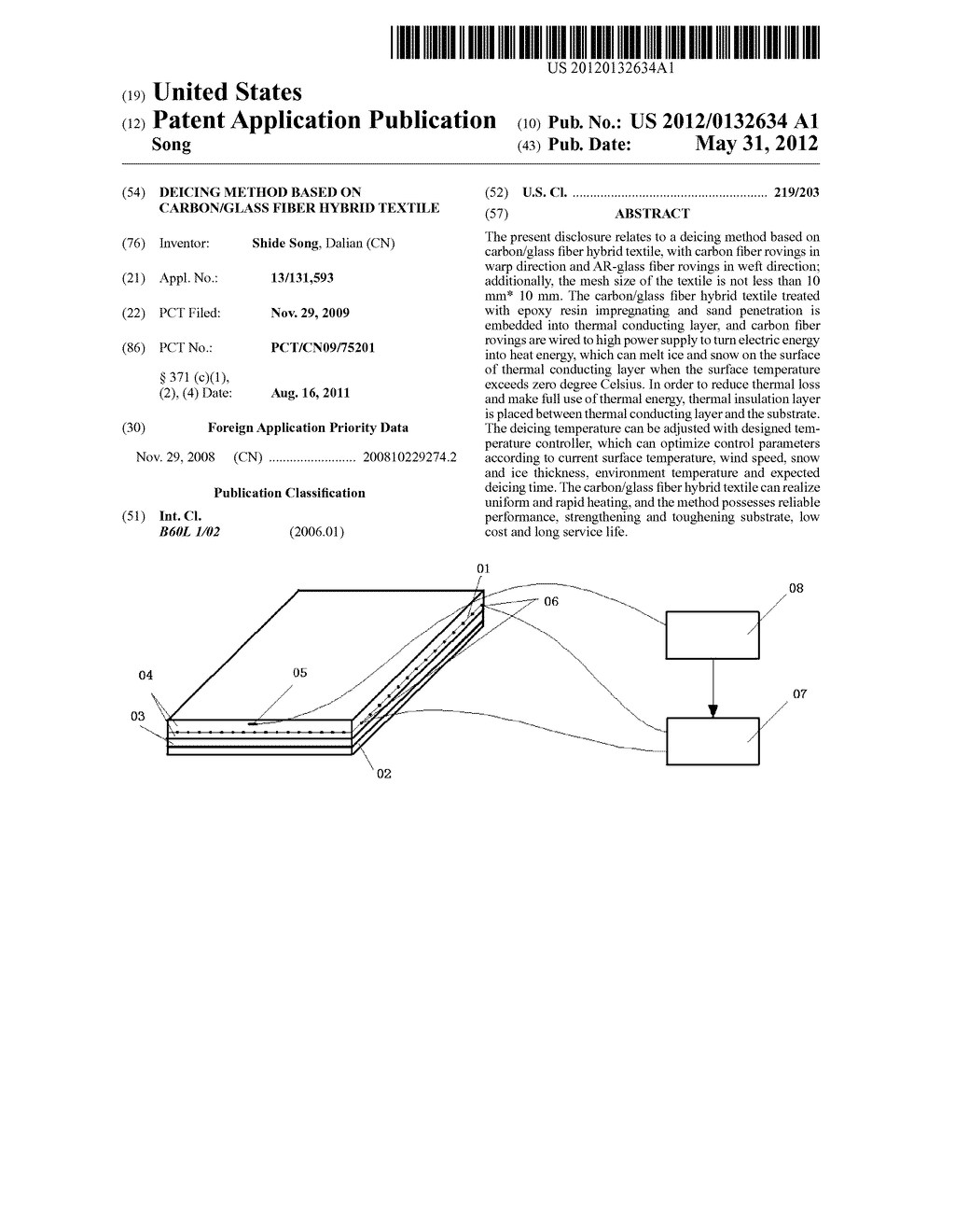 Deicing method based on carbon/glass fiber hybrid textile - diagram, schematic, and image 01