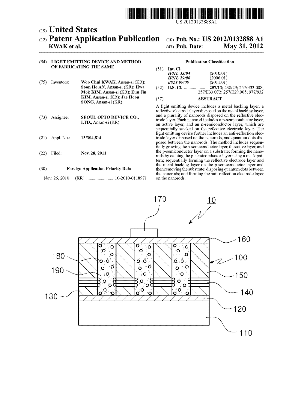 LIGHT EMITTING DEVICE AND METHOD OF FABRICATING THE SAME - diagram, schematic, and image 01