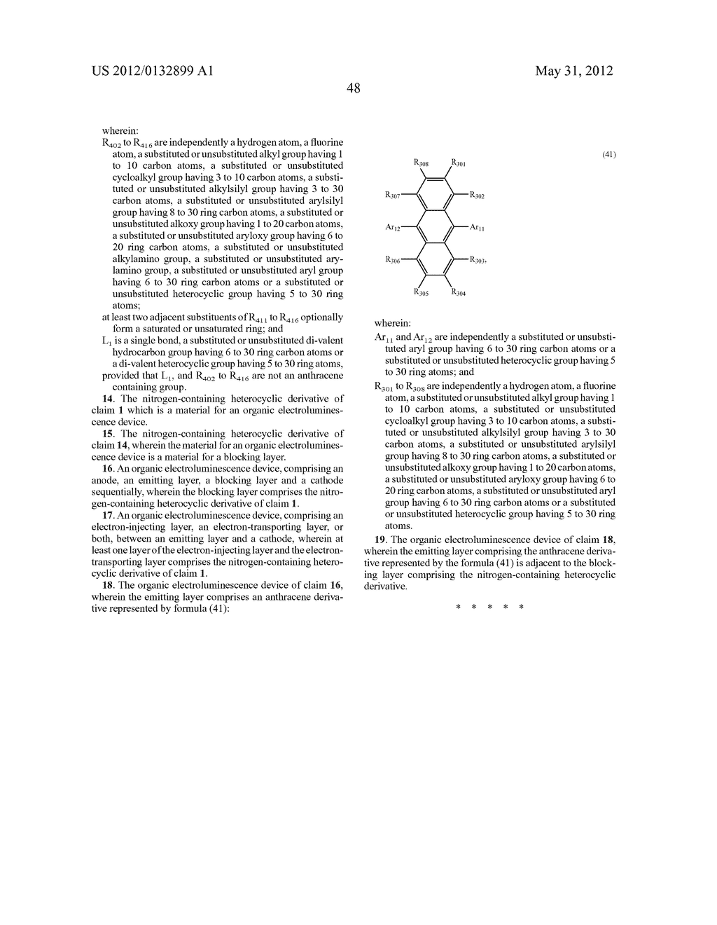 NITROGENATED HETEROCYCLIC RING DERIVATIVE AND ORGANIC ELECTROLUMINESCENT     ELEMENT  COMPRISING SAME - diagram, schematic, and image 51