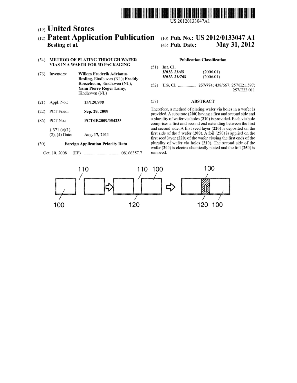 Method of Plating Through Wafer Vias in a Wafer for 3D Packaging - diagram, schematic, and image 01