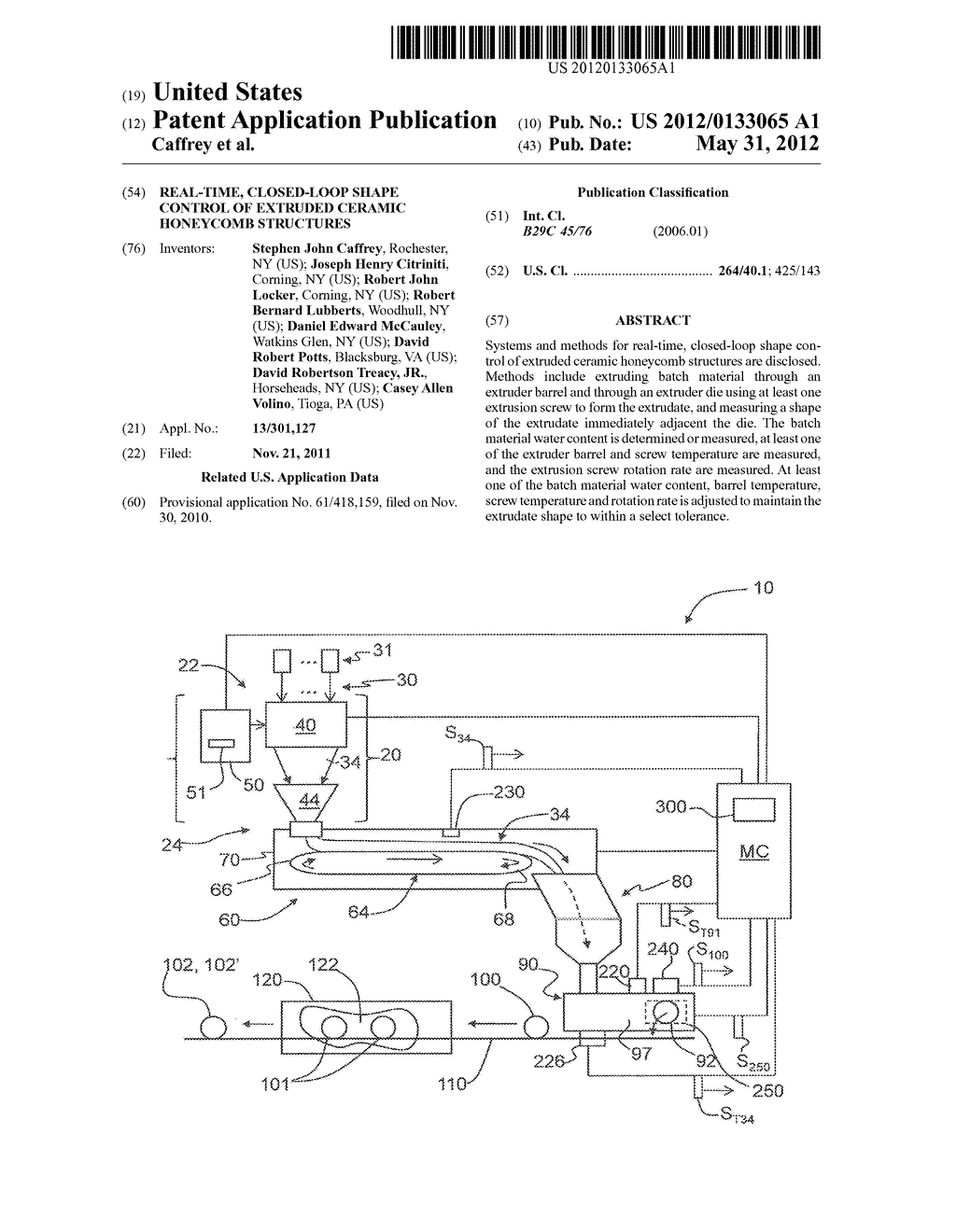 REAL-TIME, CLOSED-LOOP SHAPE CONTROL OF EXTRUDED CERAMIC HONEYCOMB     STRUCTURES - diagram, schematic, and image 01