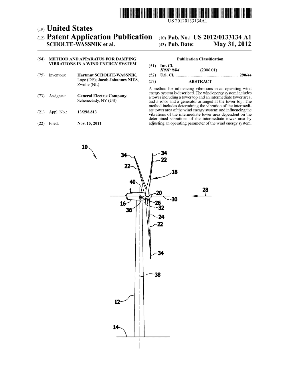 METHOD AND APPARATUS FOR DAMPING VIBRATIONS IN A WIND ENERGY SYSTEM - diagram, schematic, and image 01