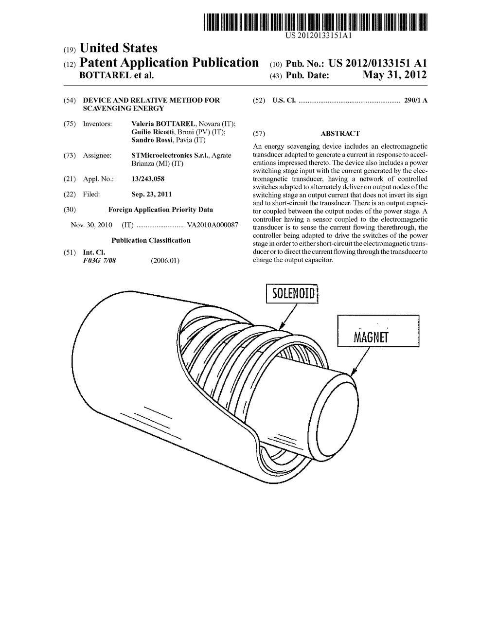 DEVICE AND RELATIVE METHOD FOR SCAVENGING ENERGY - diagram, schematic, and image 01