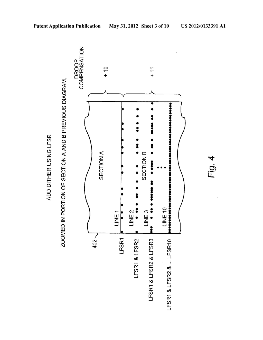 CIRCUIT AND METHOD FOR ADDING DITHER TO VERTICAL DROOP COMPENSATION USING     LINEAR FEEDBACK SHIFT REGISTERS - diagram, schematic, and image 04