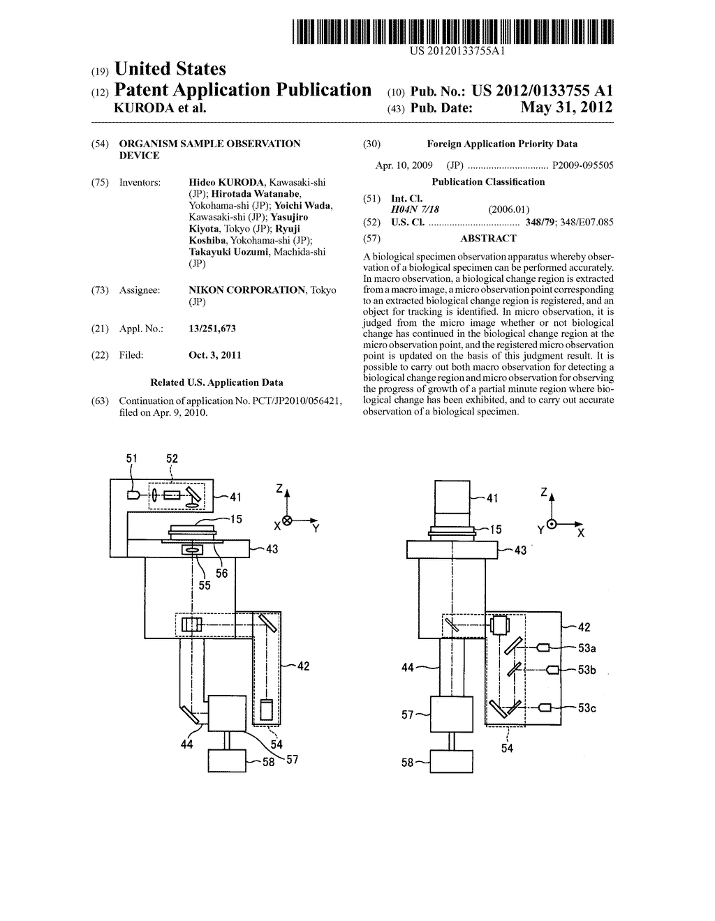 ORGANISM SAMPLE OBSERVATION DEVICE - diagram, schematic, and image 01