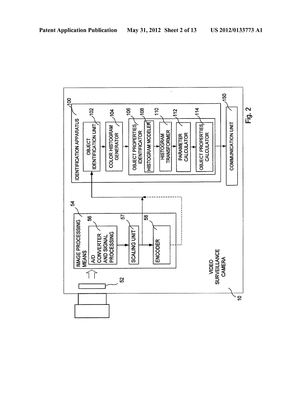 IDENTIFICATION APPARATUS AND METHOD FOR IDENTIFYING PROPERTIES OF AN     OBJECT DETECTED BY A VIDEO SURVEILLANCE CAMERA - diagram, schematic, and image 03