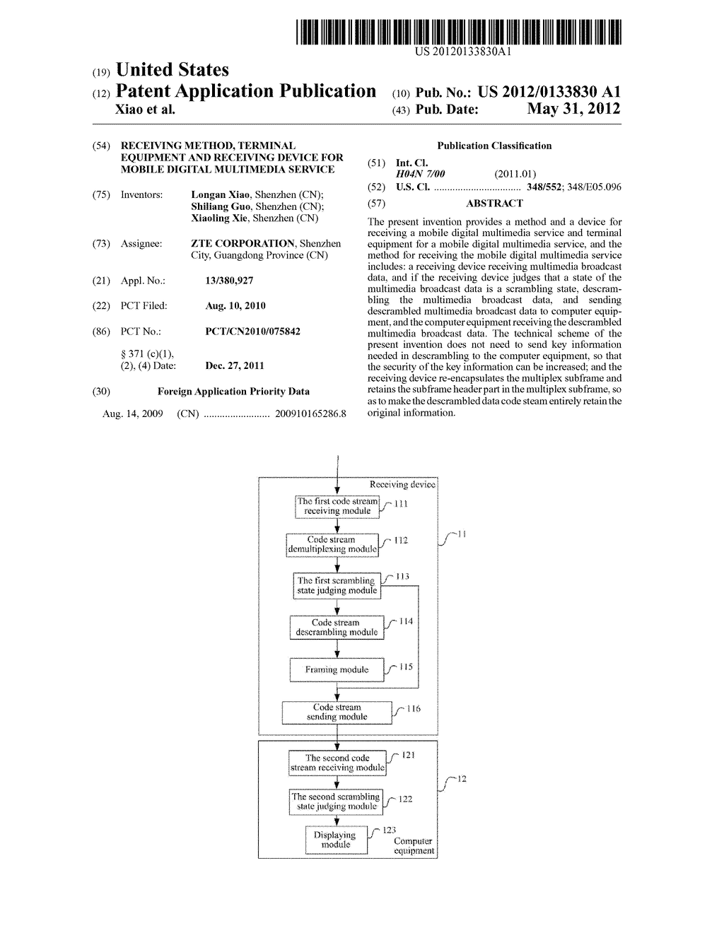 Receiving Method, Terminal Equipment And Receiving Device For Mobile     Digital Multimedia Service - diagram, schematic, and image 01