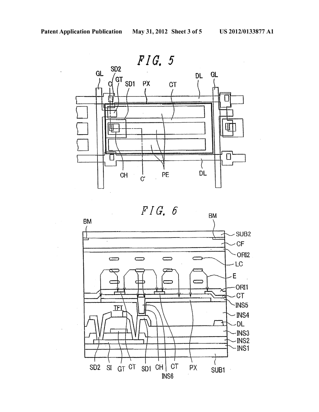 Liquid Crystal Display Device Having Rectangular-Shaped Pixel Electrodes     Overlapping with Comb-Shaped Counter Electrodes in Plan View - diagram, schematic, and image 04