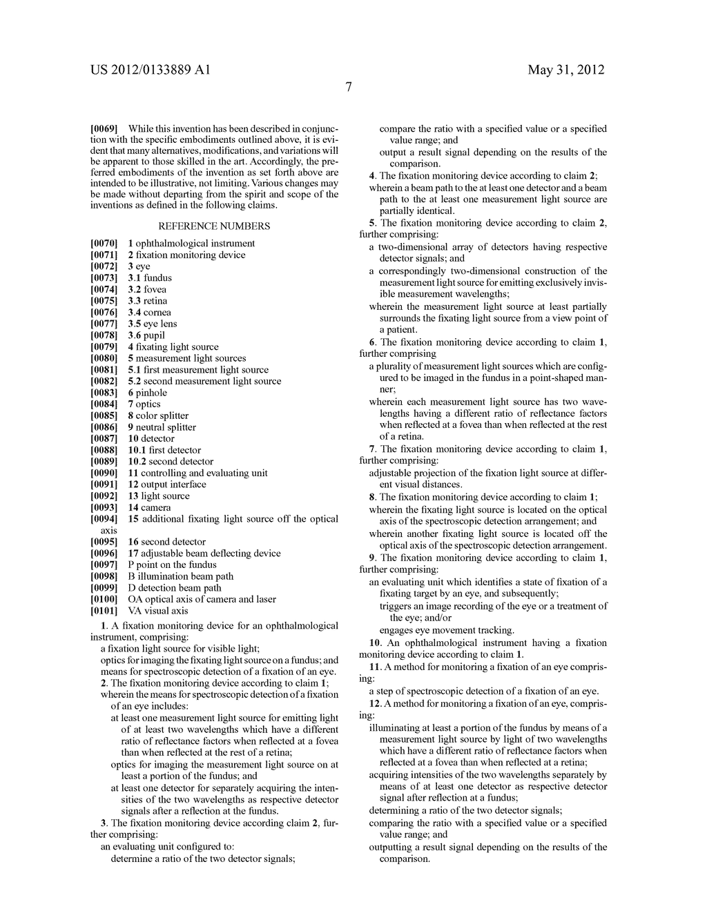 FIXATION CONTROL DEVICE AND METHOD FOR CONTROLLING THE FIXATION OF AN EYE - diagram, schematic, and image 13