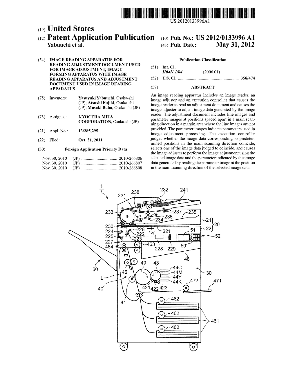 IMAGE READING APPARATUS FOR READING ADJUSTMENT DOCUMENT USED FOR IMAGE     ADJUSTMENT, IMAGE FORMING APPARATUS WITH IMAGE READING APPARATUS AND     ADJUSTMENT DOCUMENT USED IN IMAGE READING APPARATUS - diagram, schematic, and image 01