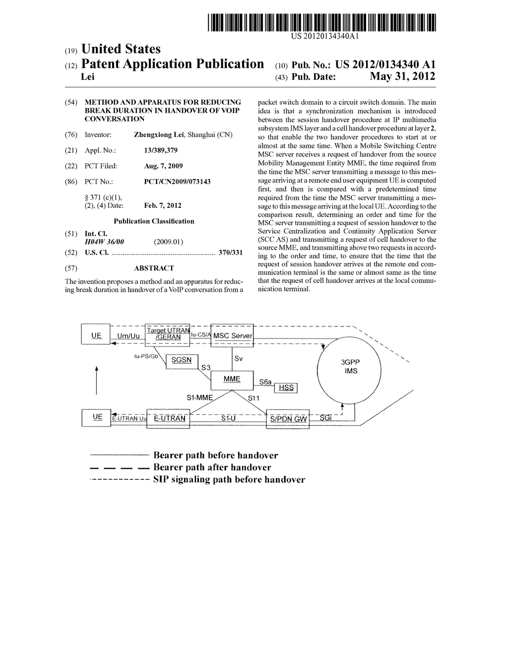 METHOD AND APPARATUS FOR REDUCING BREAK DURATION IN HANDOVER OF VOIP     CONVERSATION - diagram, schematic, and image 01