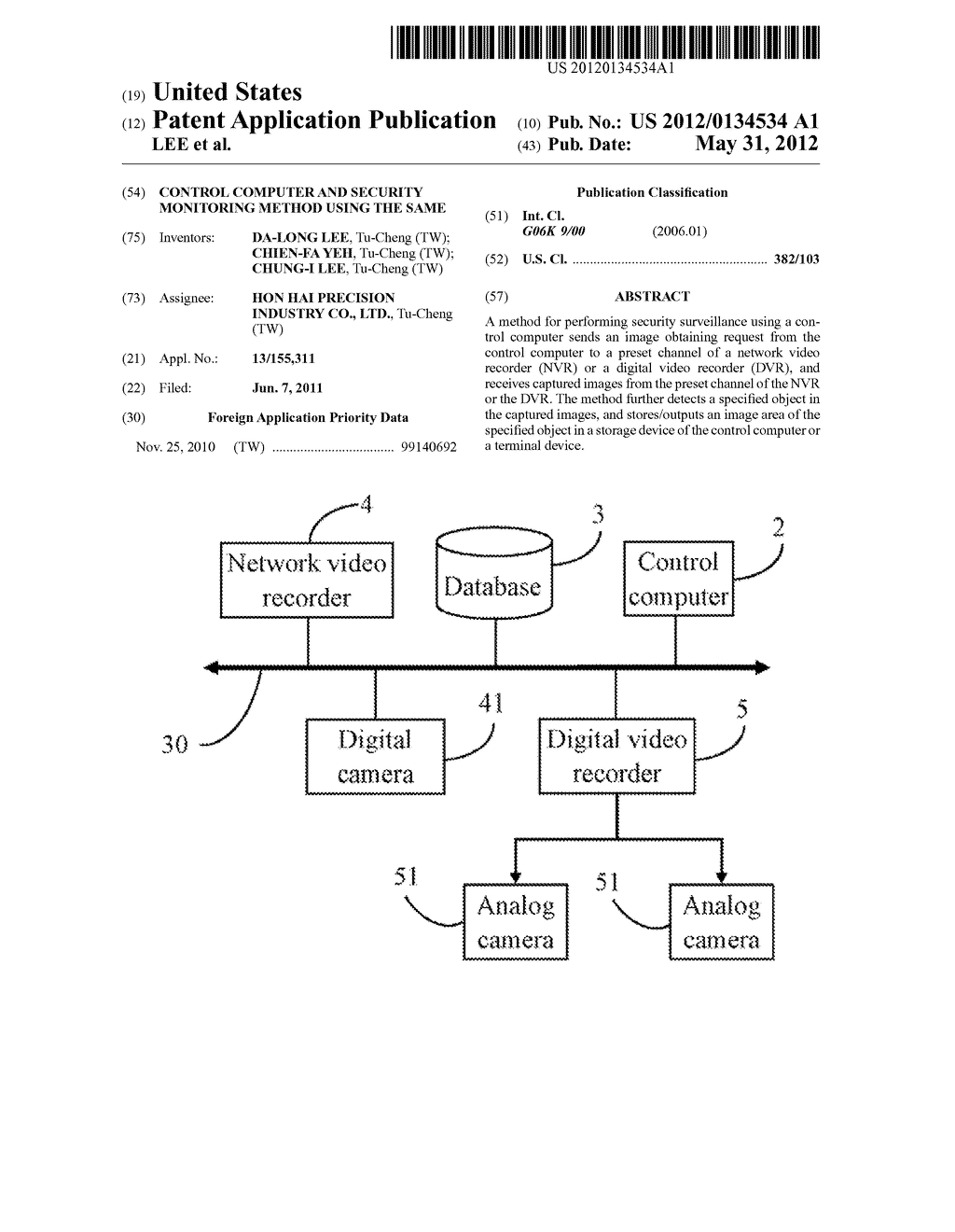 CONTROL COMPUTER AND SECURITY MONITORING METHOD USING THE SAME - diagram, schematic, and image 01