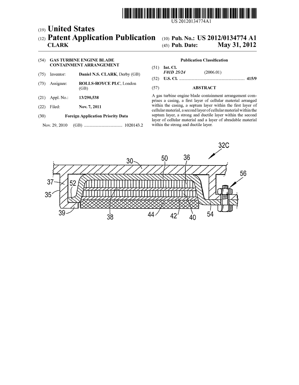 GAS TURBINE ENGINE BLADE CONTAINMENT ARRANGEMENT - diagram, schematic, and image 01