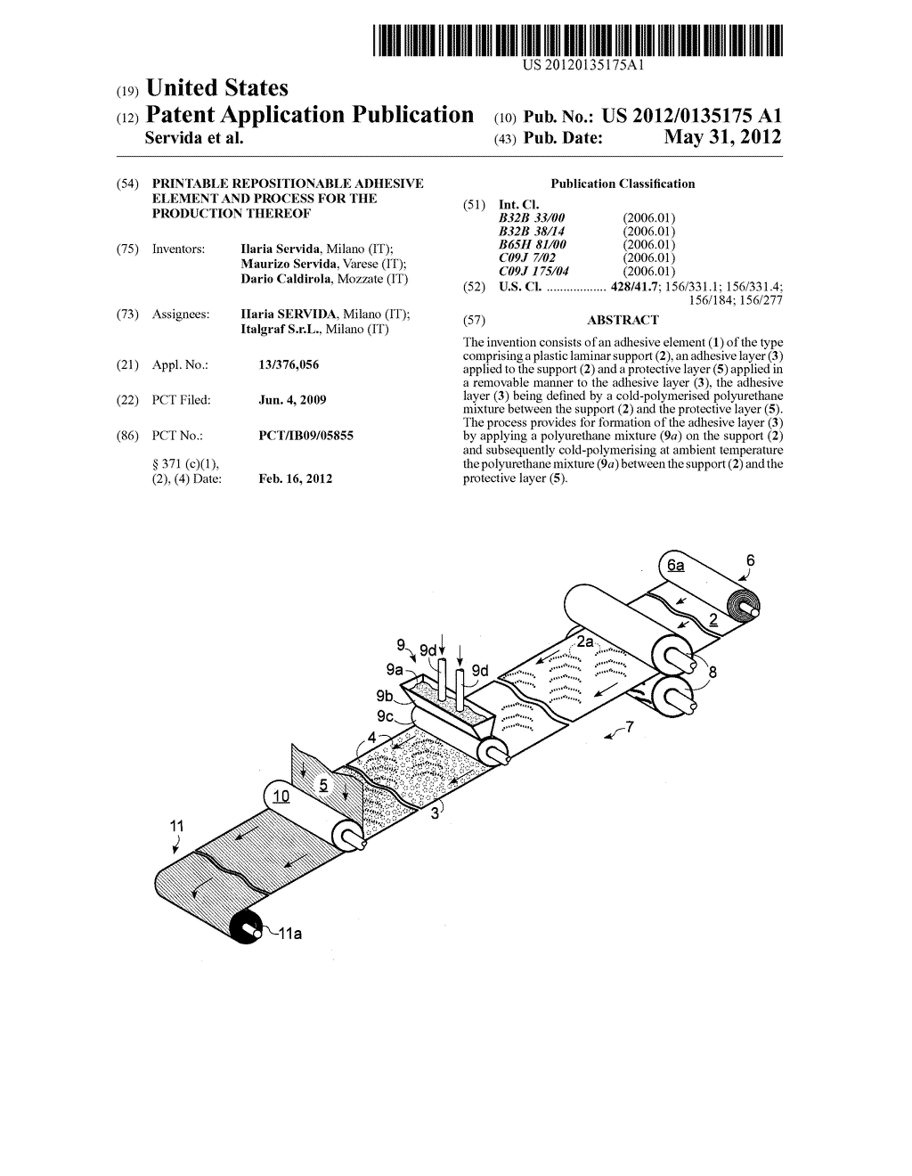 PRINTABLE REPOSITIONABLE ADHESIVE ELEMENT AND PROCESS FOR THE PRODUCTION     THEREOF - diagram, schematic, and image 01