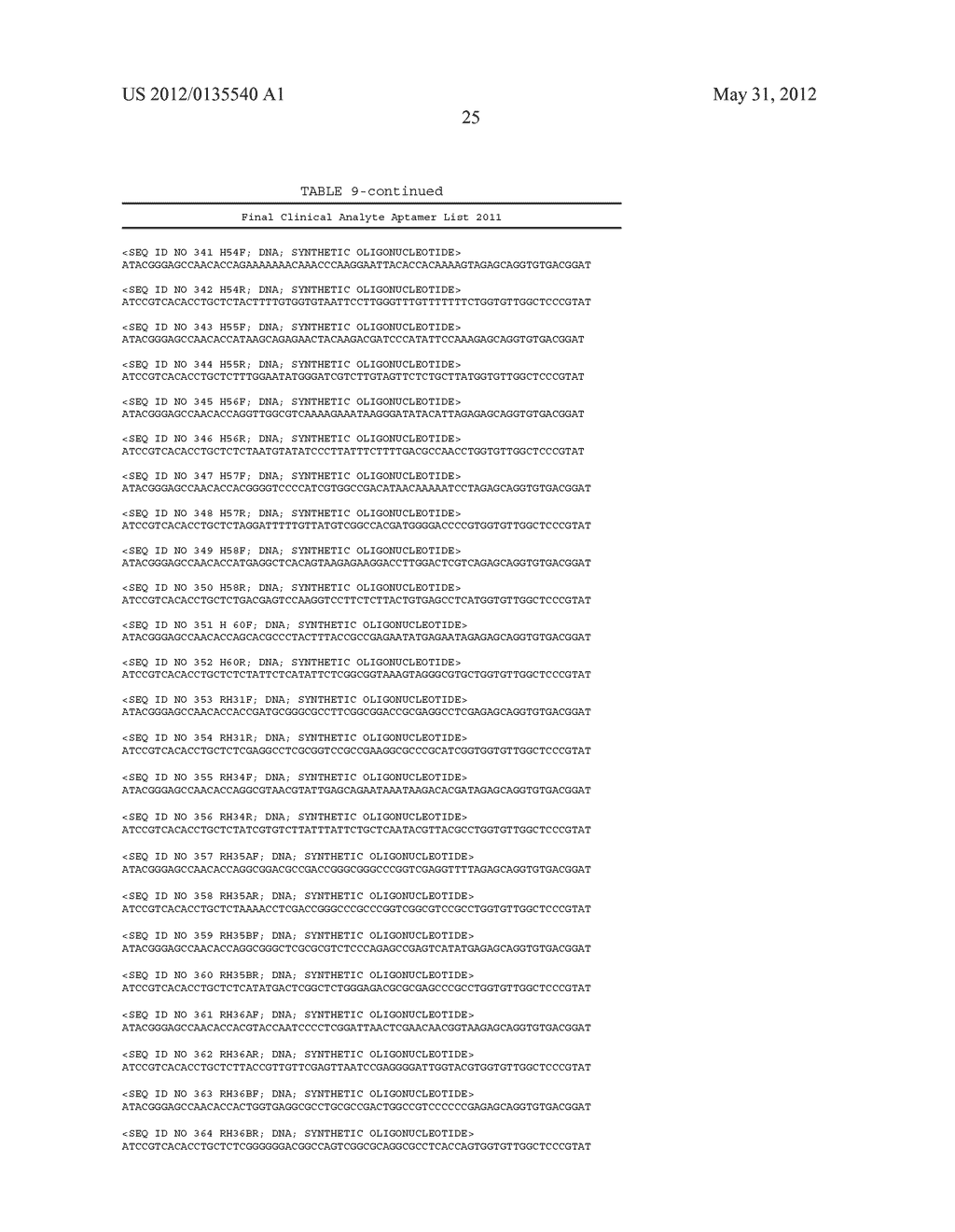 Methods and compositions of nucleic acid ligands for detection of clinical     analytes related to human health - diagram, schematic, and image 60