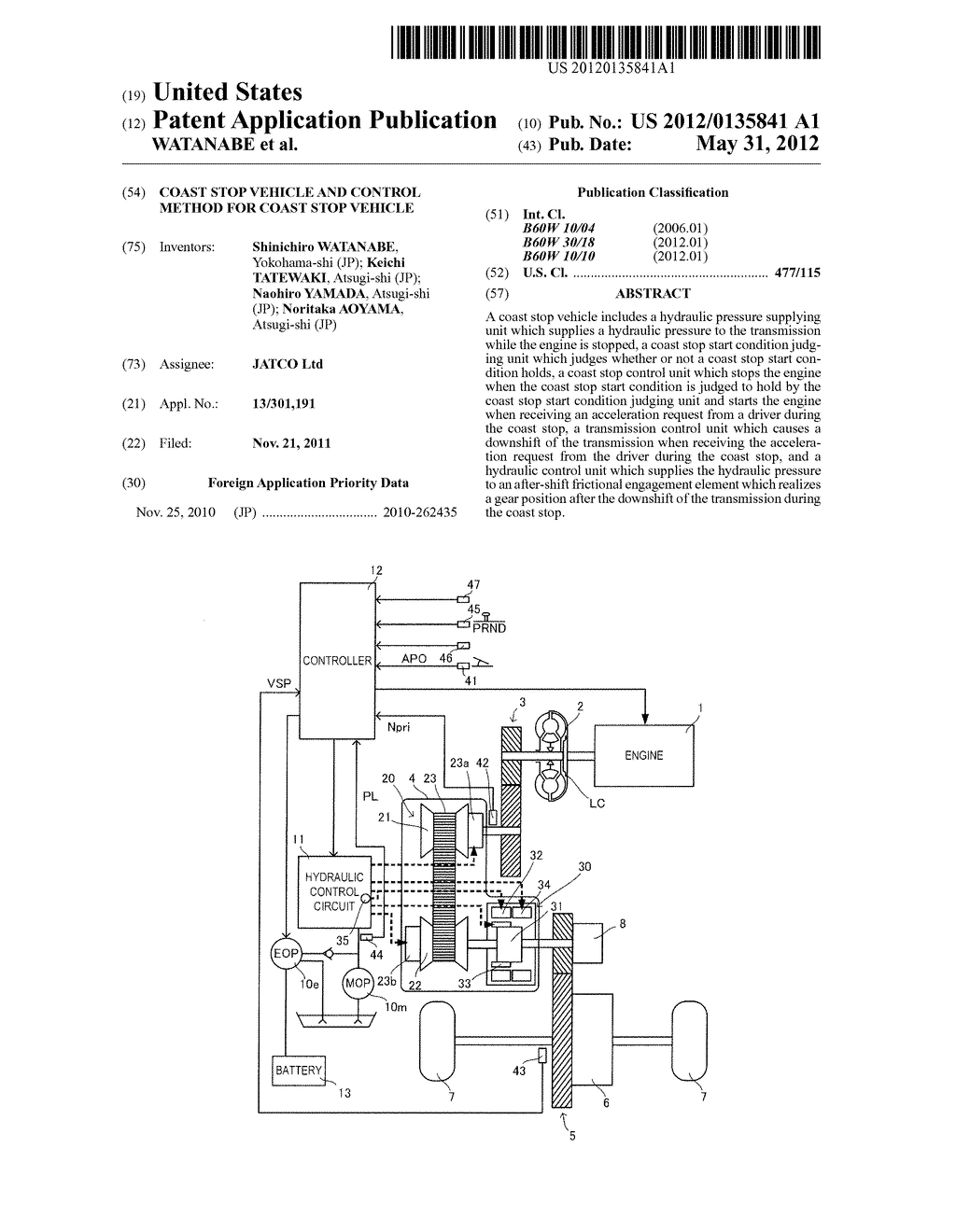 COAST STOP VEHICLE AND CONTROL METHOD FOR COAST STOP VEHICLE - diagram, schematic, and image 01