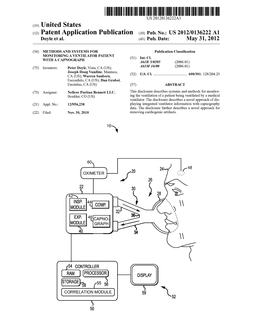 Methods And Systems For Monitoring A Ventilator Patient With A Capnograph - diagram, schematic, and image 01