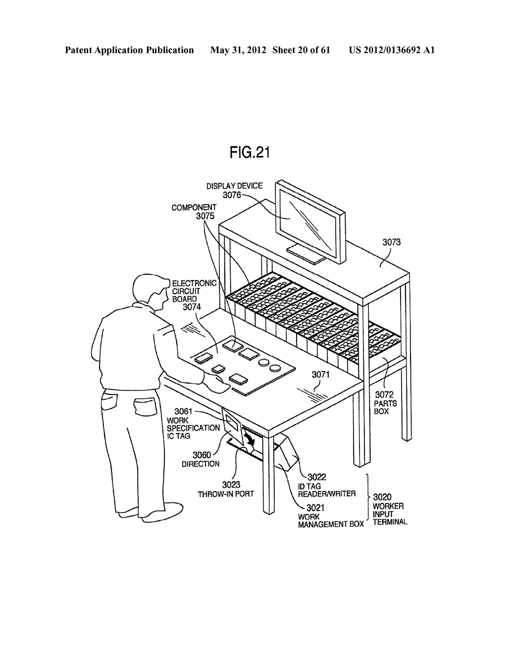 WORK MANAGEMENT APPARATUS, PICKING CARRIAGE, WORK PERFORMANCE COLLECTION     SYSTEM, REWORK MEASUREMENT SYSTEM, WORKABILITY MANAGEMENT SYSTEM, REWORK     MEASUREMENT MEASURING METHOD, WORK PERFORMANCE COLLECTION METHOD,     WORKABILITY MANAGEMENT METHOD AND WORKABILITY MAMAGEMENT PROGRAM - diagram, schematic, and image 21