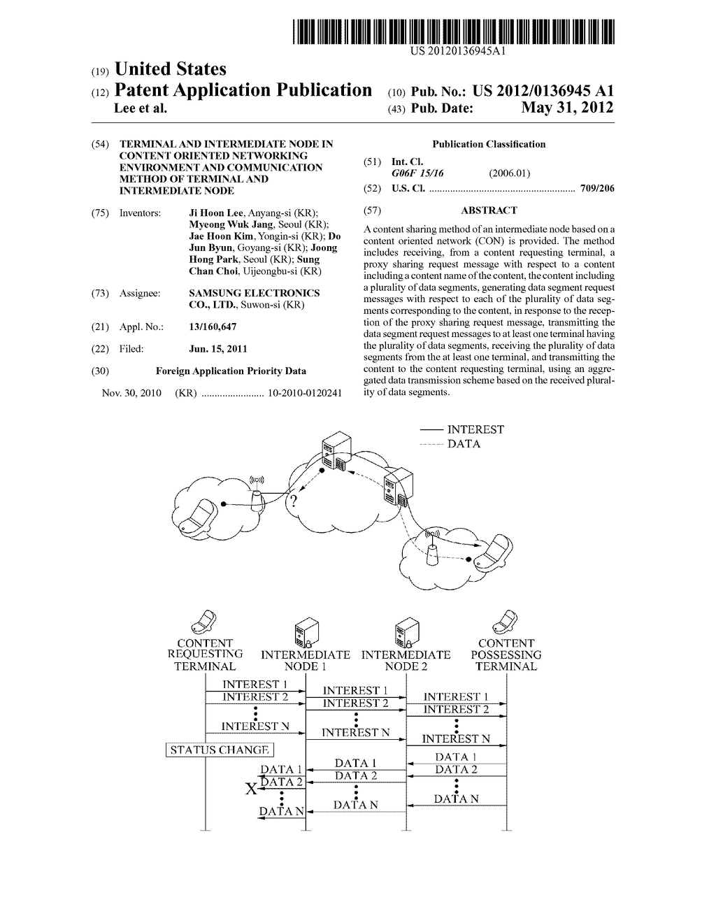 TERMINAL AND INTERMEDIATE NODE IN  CONTENT ORIENTED NETWORKING ENVIRONMENT     AND COMMUNICATION METHOD OF TERMINAL AND INTERMEDIATE NODE - diagram, schematic, and image 01