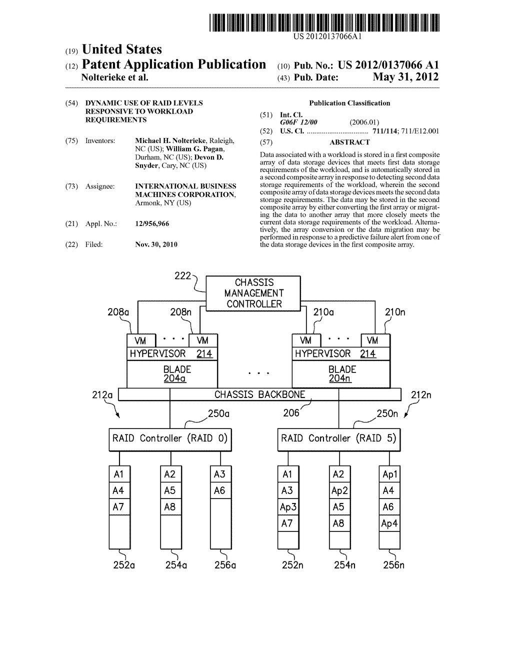 DYNAMIC USE OF RAID LEVELS RESPONSIVE TO WORKLOAD REQUIREMENTS - diagram, schematic, and image 01