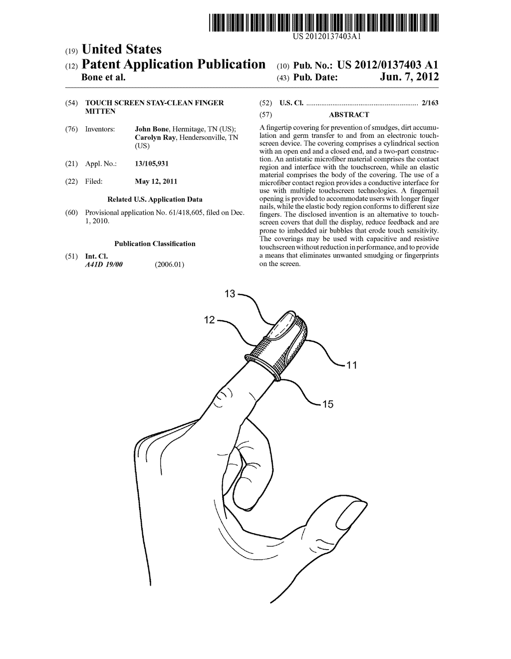 Touch Screen Stay-Clean Finger Mitten - diagram, schematic, and image 01