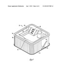 METHOD OF ATTACHING A CABINET ASSEMBLY TO A HOT TUB diagram and image