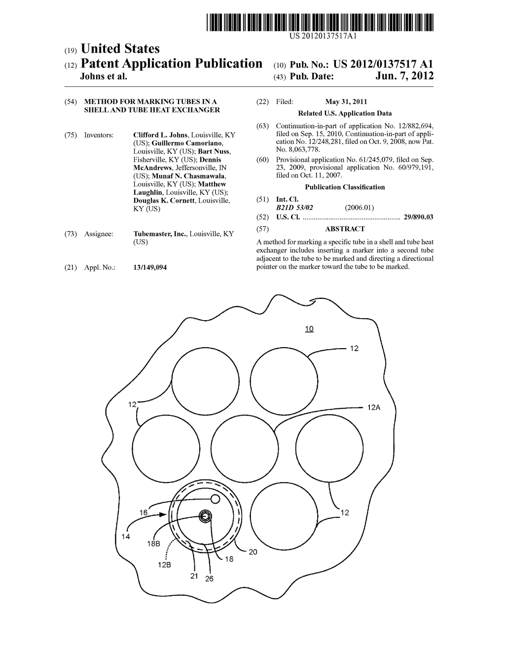 METHOD FOR MARKING TUBES IN A SHELL AND TUBE HEAT EXCHANGER - diagram, schematic, and image 01