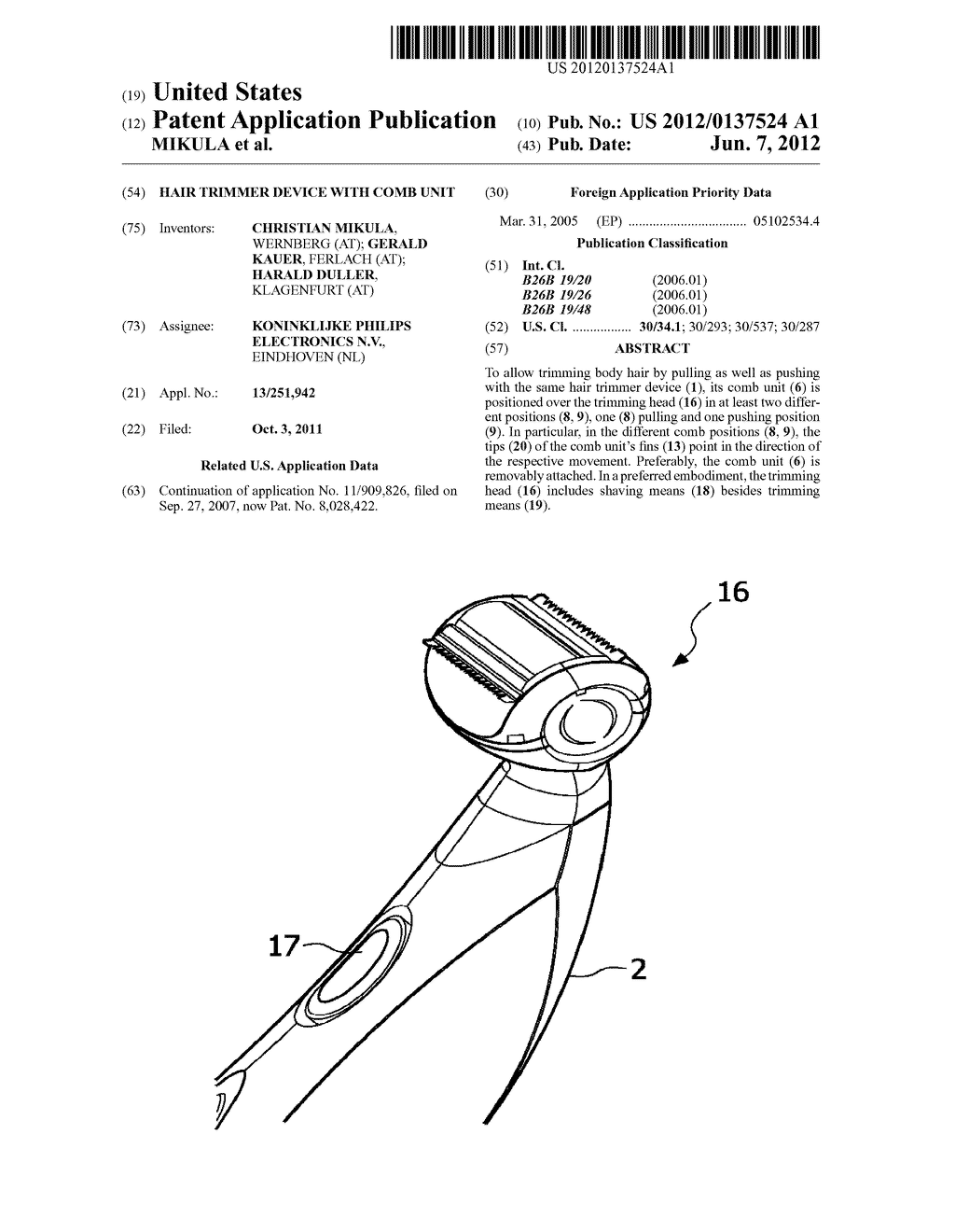 HAIR TRIMMER DEVICE WITH COMB UNIT - diagram, schematic, and image 01